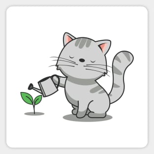 Cute Cat Watering Plants Magnet